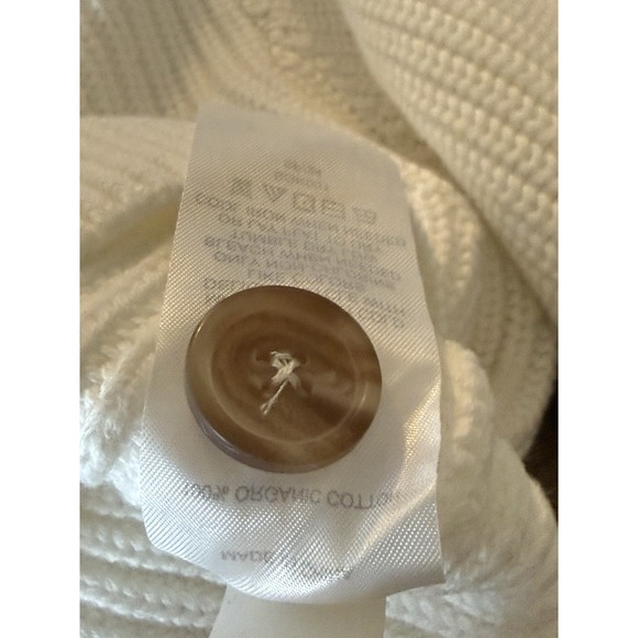 Quince Women 100% Organic Cotton Fisherman Boxy Cropped Cardigan Ivory/White XL - Picture 7 of 7